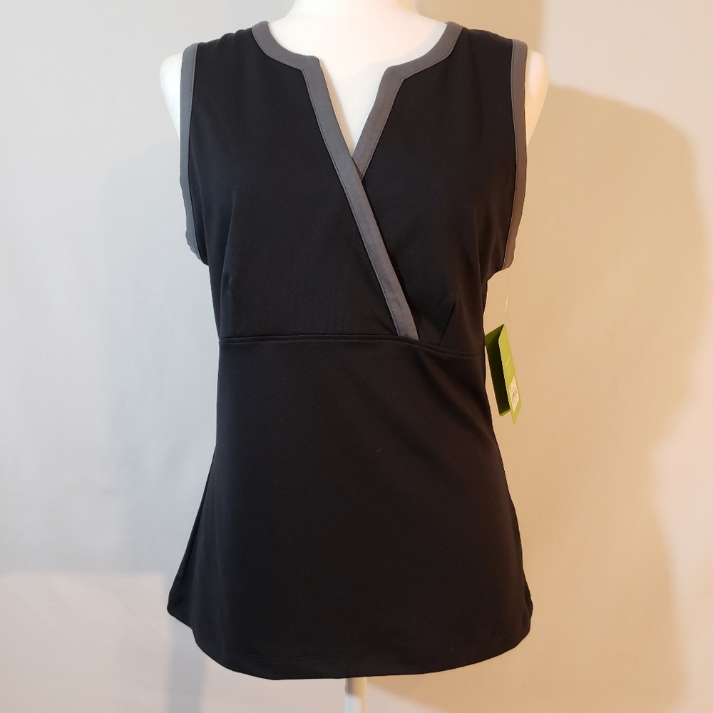 NWT Tek Gear Black Open V-Neck Sleeveless Yoga Top